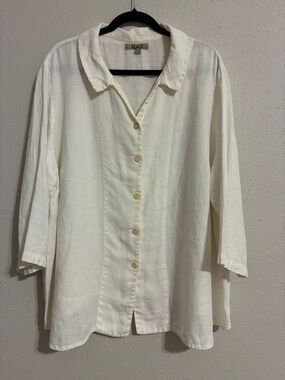 Flax Cream Linen Button-Down Relaxed Women's Shirt